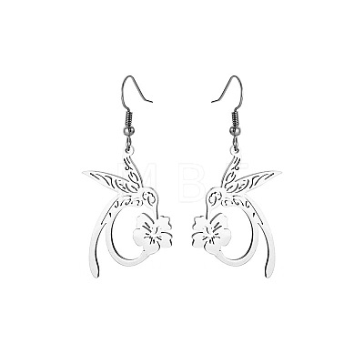 Flower with Rabbit 304 Stainless Steel Dangle Earrings FS-WG1999D-02-1