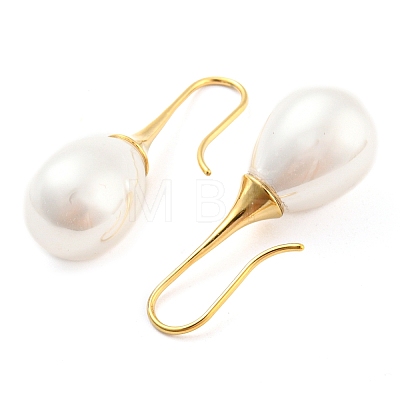Plastic Pearl Teardrop Dangle Earrings EJEW-C067-23C-G-1