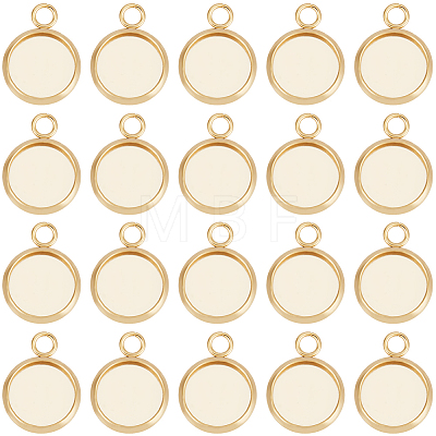 Beebeecraft 40Pcs 304 Stainless Steel Pendant Cabochon Settings STAS-BBC0006-24A-G-1