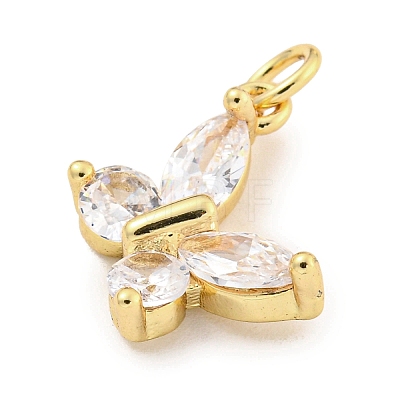 Rack Plating Brass Micro Pave CLear Cubic Zirconia Charms KK-Q814-04G-1