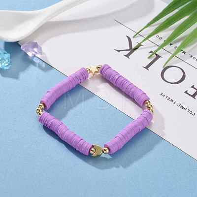 Handmade Polymer Clay Heishi Beads Stretch Bracelets BJEW-JB05621-01-1