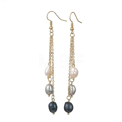 Natural Cultured Freshwater Pearl Tassel Dangle Earrings EJEW-JE07381-01-1
