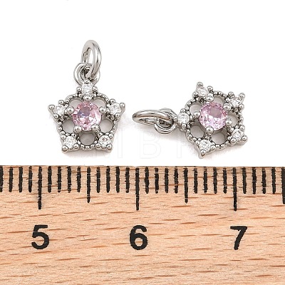 Brass Micro Pave Cubic Zirconia Charms CU-CBAA6E8-05P-04-1