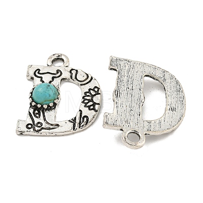 Synthetic Turquoise & Alloy Pendants PALLOY-H146-01AS-D-1