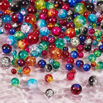 1500Pcs 24 Style Spray Painted Crackle Glass Beads CCG-SZ0001-12-1