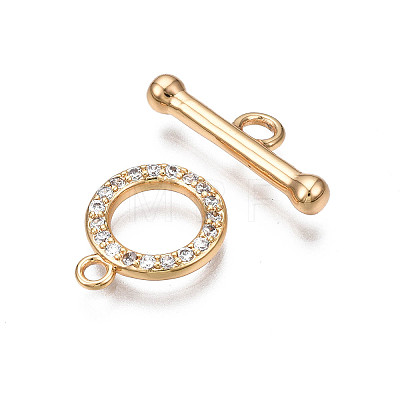 Brass Micro Pave Clear Cubic Zirconia Toggle Clasps KK-Q278-014-NF-1