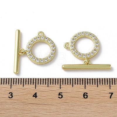 Rack Plating Brass Micro Pave Clear Cubic Zirconia Toggle Clasps KK-M272-11G-1