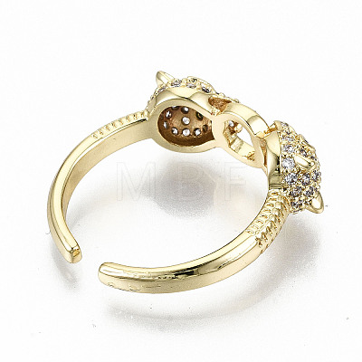 Brass Micro Pave Clear Cubic Zirconia Cuff Rings X-RJEW-S044-076-NF-1