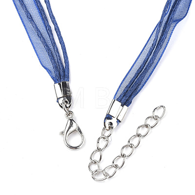 Waxed Cord and Organza Ribbon Necklace Making NCOR-T002-227-1