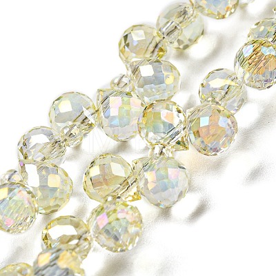 Full Rainbow Plated Electroplate Transparent Glass Beads Strands EGLA-M030-01A-FR01-1
