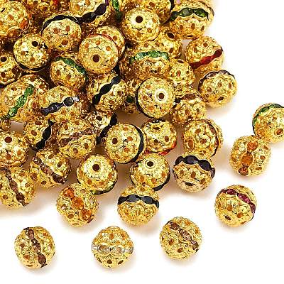 Brass Rhinestone Beads RB-A011-10mm-G-1
