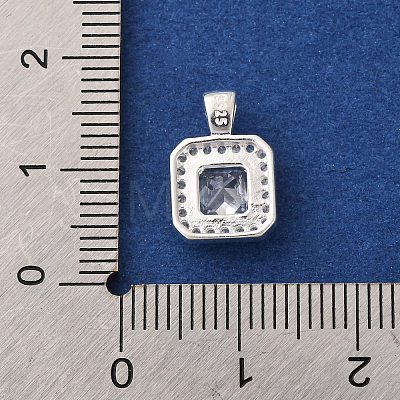 925 Sterling Silver Pave Clear Cubic Zirconia Square Charms STER-D304-05S-1