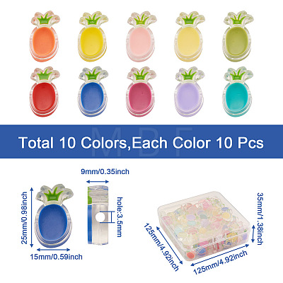 Craftdady 100Pcs 10 Colors Transparent Enamel Acrylic Beads TACR-CD0001-09-1