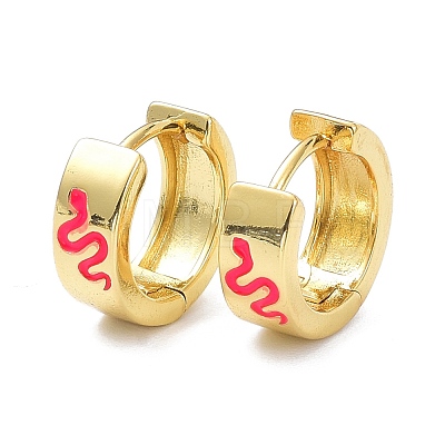 Brass Enamel Hoop Earrings KK-P205-08G-01-1