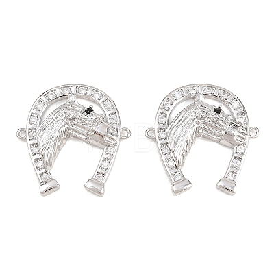 Brass Micro Pave Clear Cubic Zirconia Connector Charms ZIRC-F148-06P-1