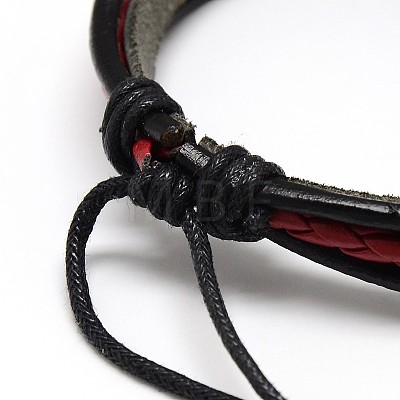 Trendy Unisex Casual Style Multi-Strand Wax and Leather Cord Bracelets BJEW-L295-M-1
