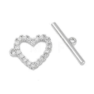 Brass Micro Pave Clear Cubic Zirconia Toggle Clasps KK-K391-07P-1