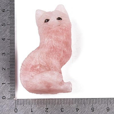 Natural Rose Quartz Carved Fox Figurines Statues for Home Office Desktop Feng Shui Ornament G-Q172-14A-1