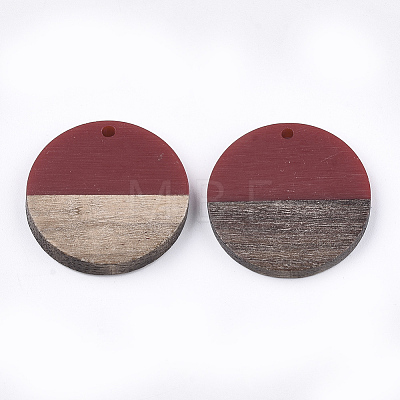 Resin & Walnut Wood Pendants X-RESI-S358-02B-12-1