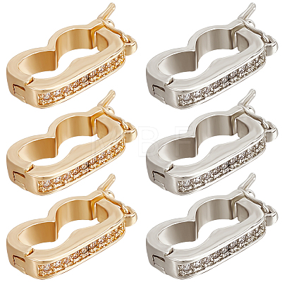 8Pcs 2 Colors Brass Micro Pave Clear Cubic Zirconia Twister Clasps ZIRC-BBC0001-97-1