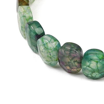 Dyed & Heated Natural Agate Oval Beaded Stretch Bracelet G-E010-01-1