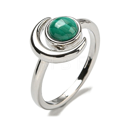 Natural Malachite Adjustable Rings RJEW-K269-09P-07-1