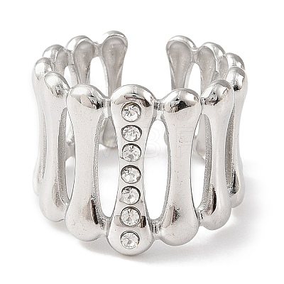 304 Stainless Steel Open Cuff Ring for Women RJEW-F166-04P-02-1