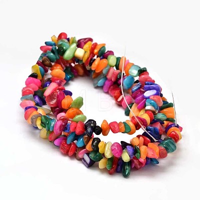 Natural Chip Dyed Shell Bead Strands X-G-L454-10-1