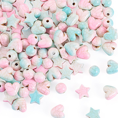 120Pcs 3 Styles Crackle Opaque Acrylic Beads OACR-TA0004-77-1