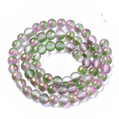 Frosted Spray Painted Glass Beads Strands GLAA-N035-03B-C01-1