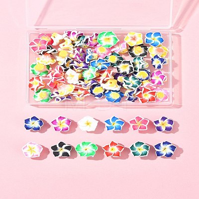 60Pcs 15 Colors Handmade Polymer Clay 3D Flower Plumeria Beads CLAY-FS0001-39-1