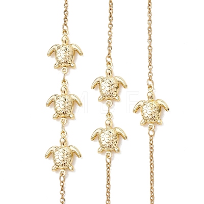 3Pcs 3 Styles Summer Beach 304 Stainless Steel Turtle Link Anklets for Women AJEW-AN00768-1