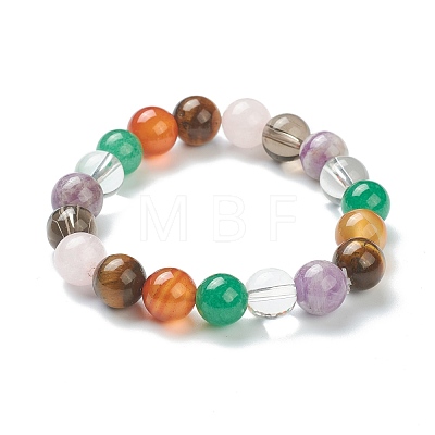 Natural Mixed Wealth Stone Beaded Stretch Bracelets BJEW-D446-D-39-1