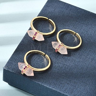 Natural Rose Quartz Cuff Rings GG-CBA0B5A-03G-04-1