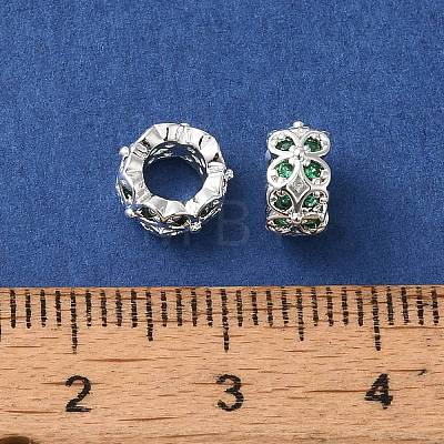 Long-Lasting Plated Brass Micro Pave Clear Cubic Zirconia Beads KK-K381-18B-S-1
