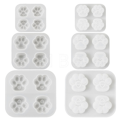  3Pcs 3 Style Paw Print Shape DIY Silicone Molds DIY-TA0005-22-1