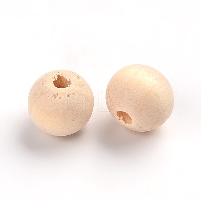 Natural Unfinished Wood Beads WOOD-S651-10mm-LF-1