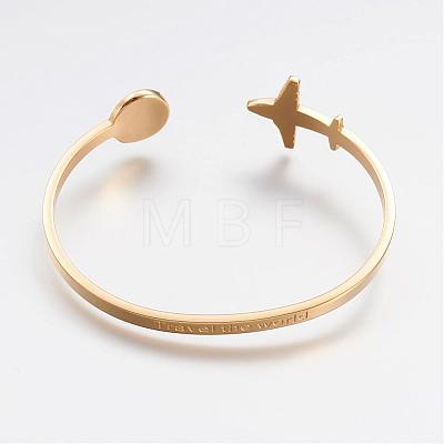 304 Stainless Steel Cuff Bangles BJEW-N0028-02G-1