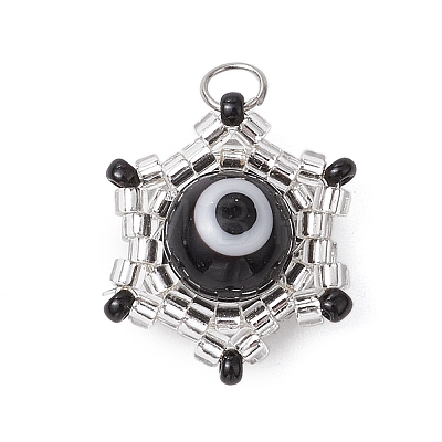 Beaded Star Eye Charms PALLOY-MZ00574-01-1