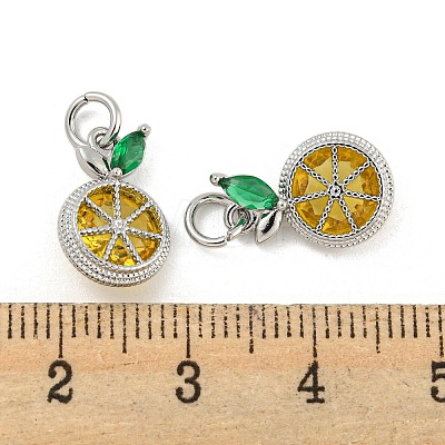 Brass Micro Pave Gold Cubic Zirconia Charms KK-G490-22P-1