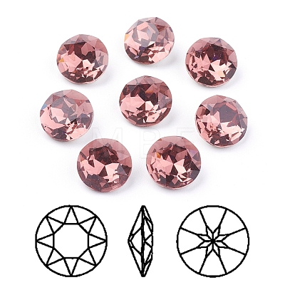 Pointed Back & Back Plated Glass Rhinestone Cabochons RGLA-J012-8mm-515-1