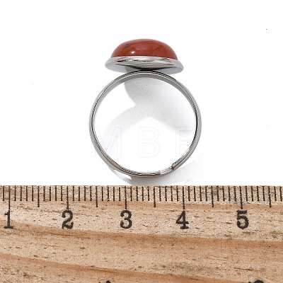 Half Round Natural Red Jasper Finger Rings RJEW-M062-01P-19-1