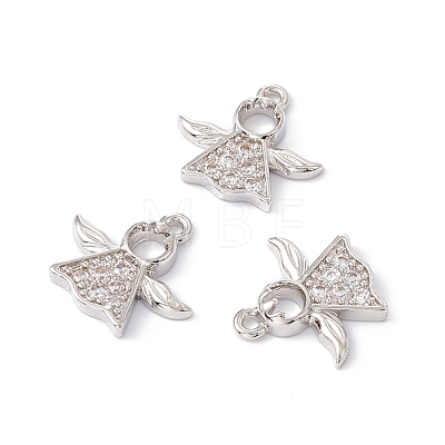 Rack Plating Brass Micro Pave Clear Cubic Zirconia Charms KK-G433-14P-1