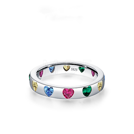 925 Sterling Silver Micro Pave Colorful Cubic Zirconia Finger Rings FS-WGC9F63-19-1