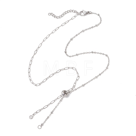 304 Stainless Steel Satellite Chain Paperclip Chain Slider Necklace Making AJEW-JB01495-01-1