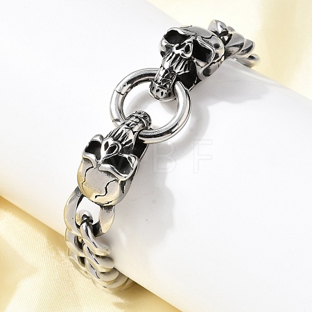 304 Stainless Steel Cuban Link Chains Bracelets for Unisex BJEW-A092-06B-P-1