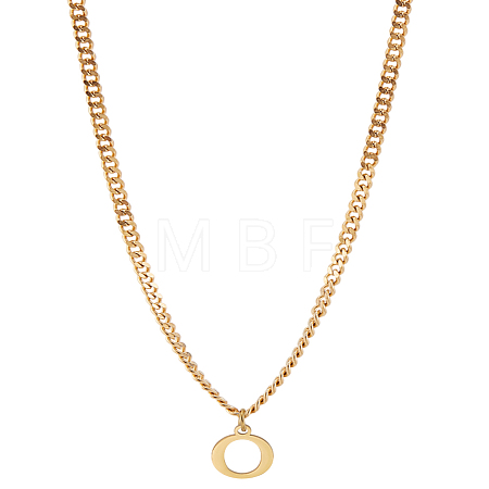 1Pc 304 Stainless Steel Letter Pendant Necklaces NJEW-LP0001-33O-G-1