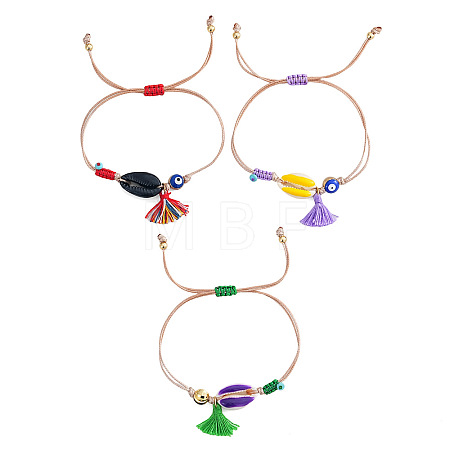 3Pcs Bohemian Cotton Tassels Charm Bracelets EO4555-4-1