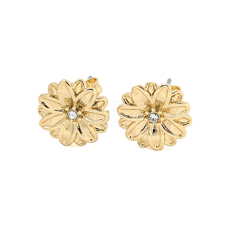 Brass Micro Pave Cubic Zirconia Ear Studs EJEW-P283-01G-04-1