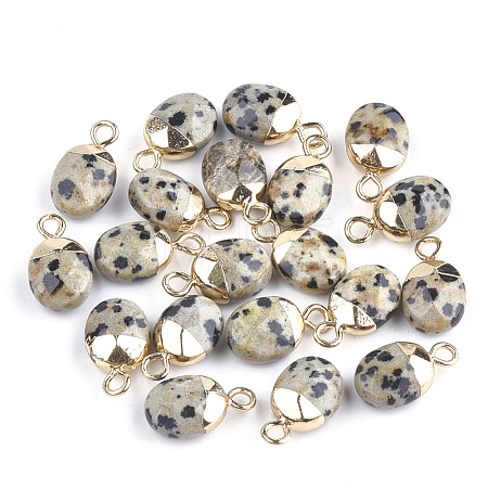 Electroplate Natural Dalmatian Jasper Charms X-G-S344-09C-1